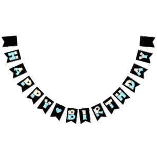 Bandeirinha Happy Birthday azul Beige