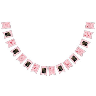 Bandeirinha Happy Birthday Pink Cherry Photo Bunting Flags 