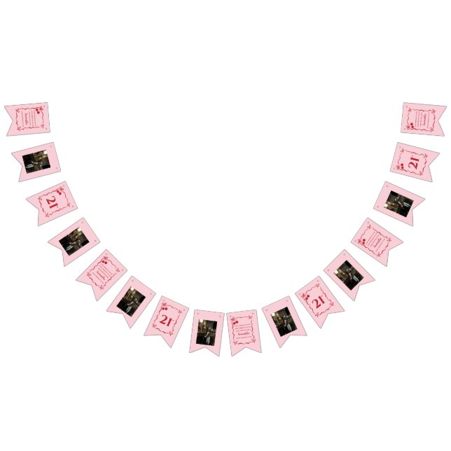 Bandeirinha Happy Birthday Pink Cherry Photo Bunting Flags  (Todos)
