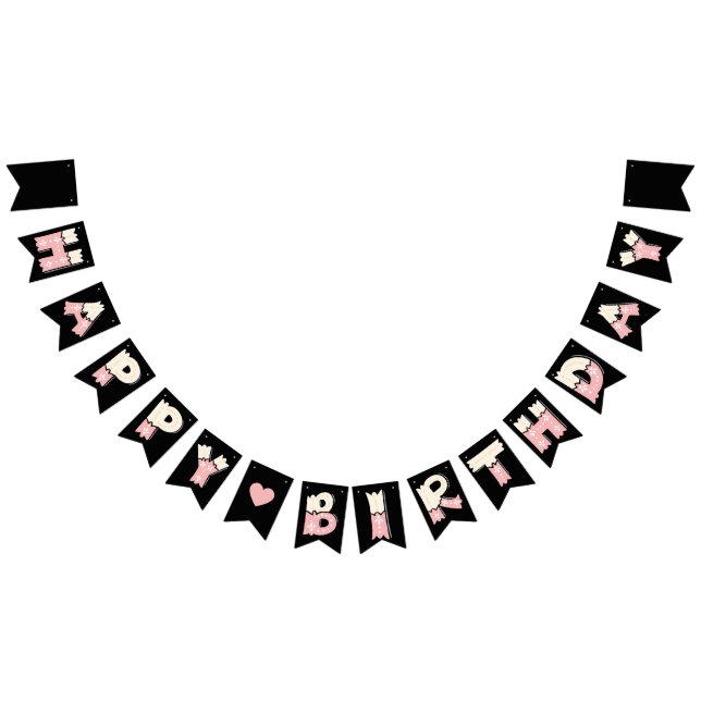 Bandeirinha Happy Birthday rosas Beige (Todos)