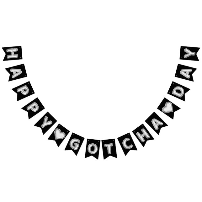 Bandeirinha Happy Gotcha Day Silver Balões de Folha (Todos)