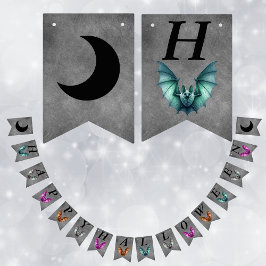 Bandeirinha Happy Halloween Colourful Flying Bats Dark Grey