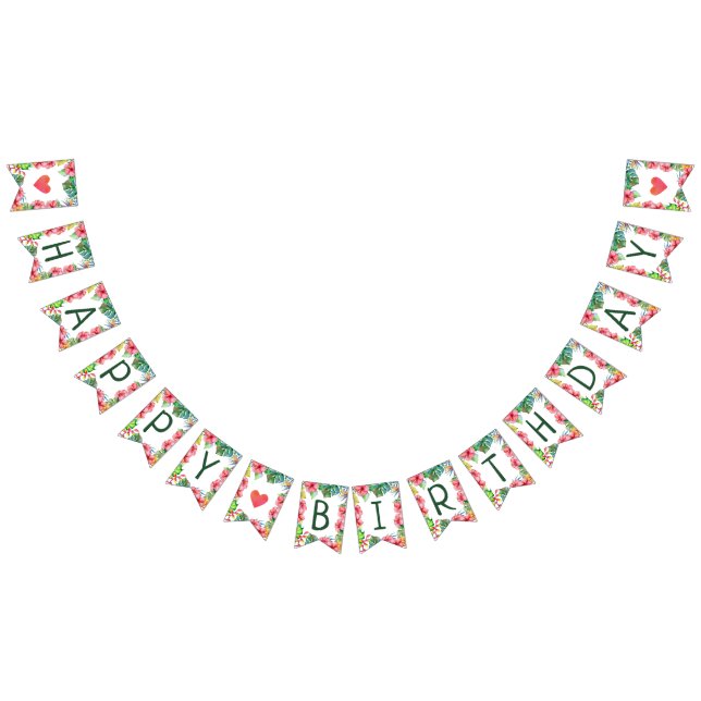 Bandeirinha Hibiscus feliz do Havaí tropical Aniversário (Todos)