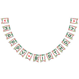 Bandeirinha Hibiscus Tropical Colorful Hawaiai Happy Birthday