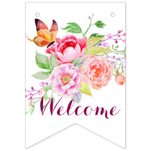 Bandeirinha holiES - o primavera da aguarela floresce o buquê