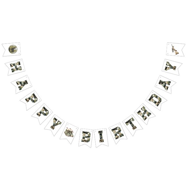 Bandeirinha Hunting Camo Happy Birthday Bunting Banner (Todos)