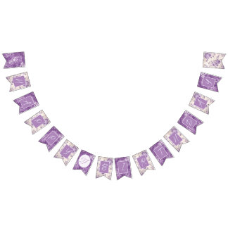 Bandeirinha Idade Personalizada do Chique Floral Roxo