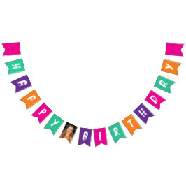 Bandeirinha Imagem Fotográfica de Crianças Rosa Púrpura Colori