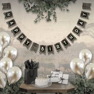 Bandeirinha Impressão Animal Zebra Banner de Aniversário