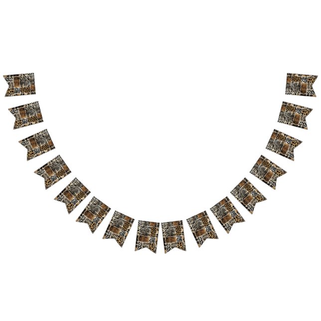 Bandeirinha Impressão em animais - Faixa de Bunting de terceir (Todos)