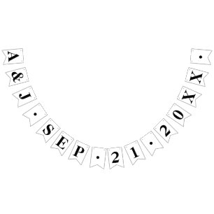 BANDEIRINHA INICIAIS PERSONALIZADOS DE BRIDE+GROOM COM DATA DE