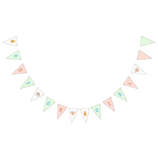 Bandeirinha Jungle Safari Gender Reveal Party bunting banner (Todos)