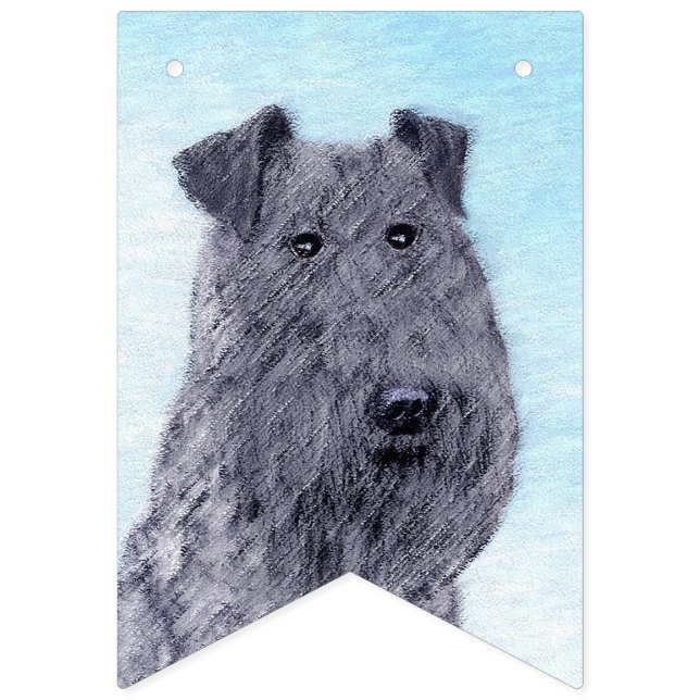 Bandeirinha Kerry Blue Terrier pintando uma pintura cãozinha o (Primeira Bandeira)