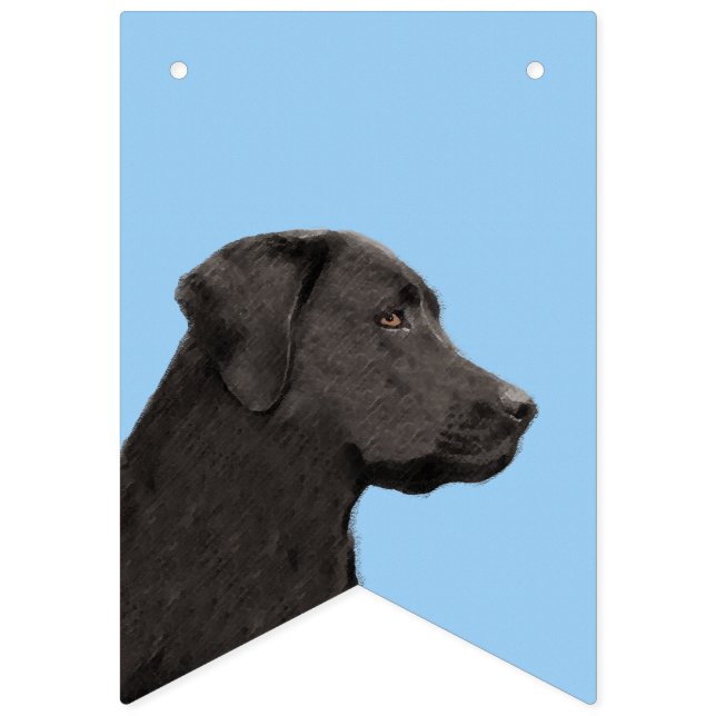 Bandeirinha Labrador Retriever Black Painting Original Dog Art (Primeira Bandeira)
