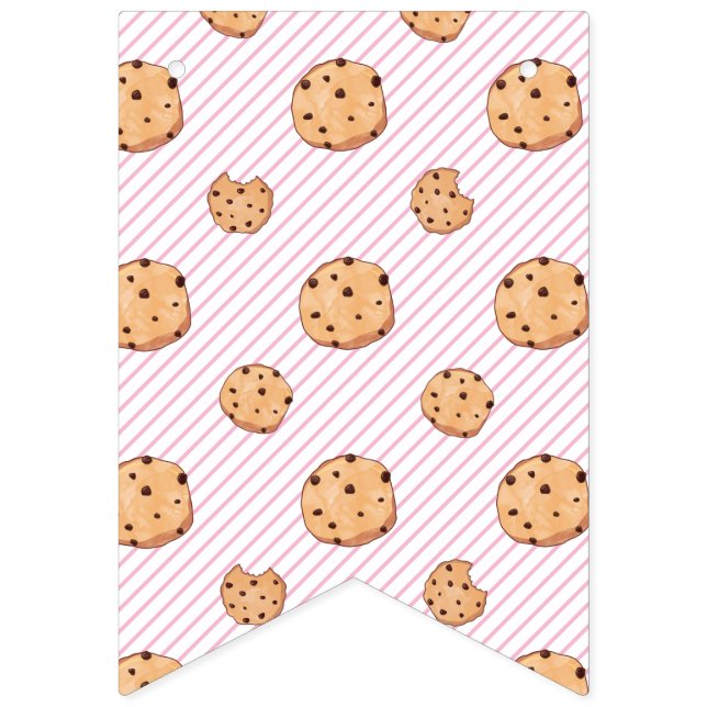 Bandeirinha Leite e Cookies Rosa Aniversário (Primeira Bandeira)