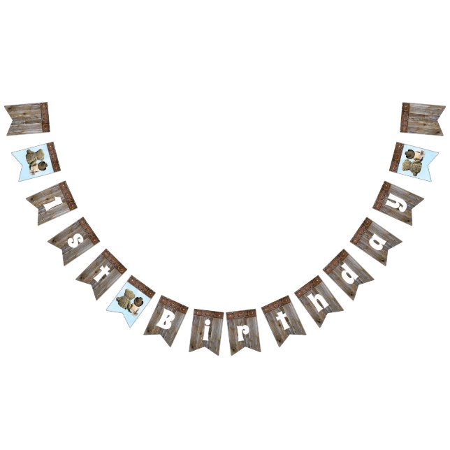 Bandeirinha Lil' Cowboy e Teddy Bear Party - primeiro aniversa (Todos)