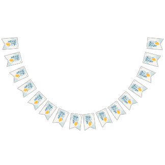 Bandeirinha Limão com folhas azuis ilustração botânica