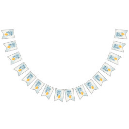 Bandeirinha Limão com ilustração botânica das folhas azuis