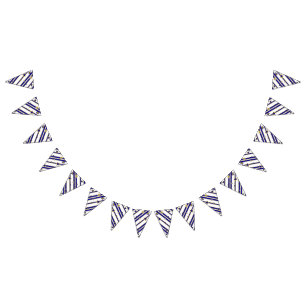 Bandeirinha Listras e Estrelas - Padrão Azul Dourado Branco 1