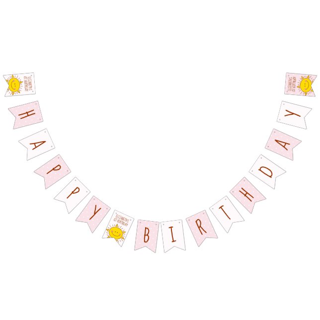 Bandeirinha Little Sunshine Pink Polka Dots Baby 1st Birthday (Todos)