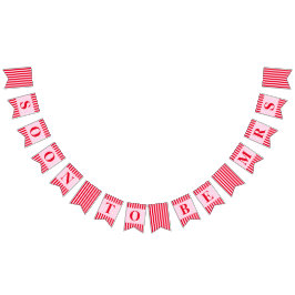 Bandeirinha Logo em breve Sra. Retro Listras Vermelhas e Rosas