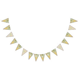 Bandeirinha LOVE Floral Rustic Wood Weding Flag Banner