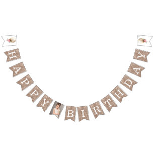 Bandeirinha Luxury Feliz Foto de Aniversário Balão Glitter