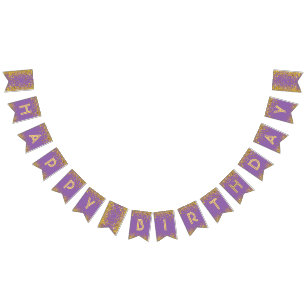 Bandeirinha luz do ☆HAPPY BIRTHDAY☆ - confete Dourado roxo