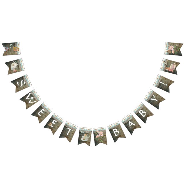 Bandeirinha Madeira doce feericamente do celeiro do chá de (Todos)