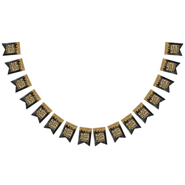 BANDEIRINHA MAIS VELHO 2023 BLACK & DOURADO GLITTER DRIP PERSO (Todos)