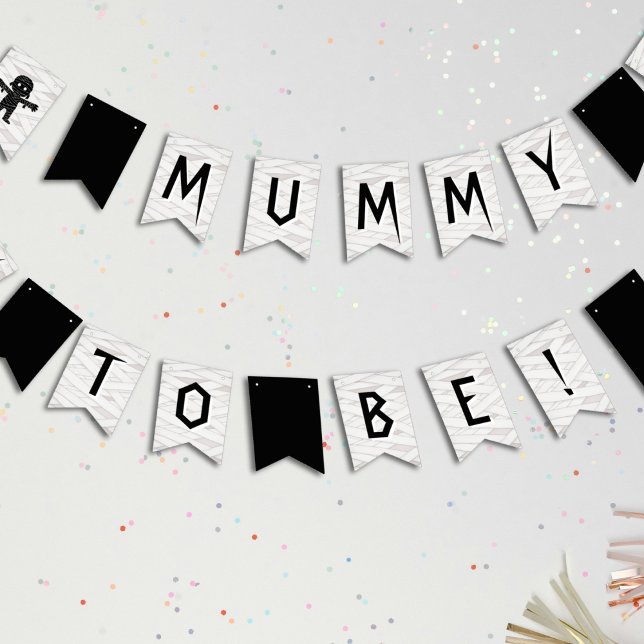 Bandeirinha Mamãe é Chá de fraldas de Halloween (Mummy to Be Halloween Baby Shower Bunting Flags
)