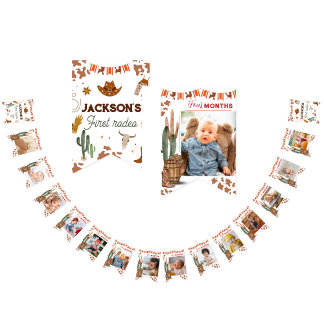 Bandeirinha Marco de Fotografia de 12 Meses com primeiro anive