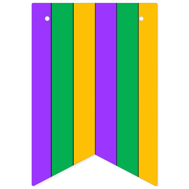 Bandeirinha Mardi Gras Stripes Padrões Púrpura Amarelo Verde (Primeira Bandeira)