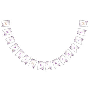 Bandeirinha Marinheiros roxos e flores silvestres Feliz aniver