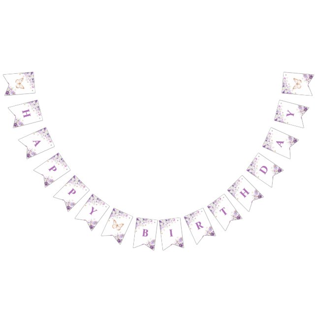 Bandeirinha Marinheiros roxos e flores silvestres Feliz aniver (Todos)