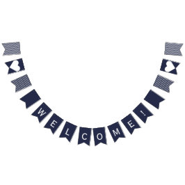 Bandeirinha Marinho bem-vindo e estamenha formal branca