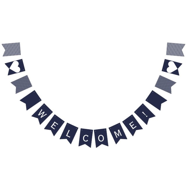 Bandeirinha Marinho bem-vindo e estamenha formal branca (Todos)