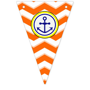 Bandeirinha Marinho Blue Chevron Anchor Narrow Black Roundel