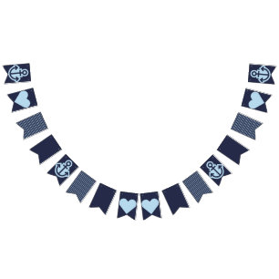 Bandeirinha Marinho náutico e rebordo branco