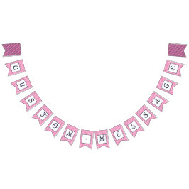 Bandeirinha Marinho Personalizado e Pink Rosa Brilhante, Pré-B