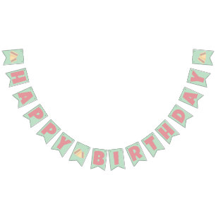 Bandeirinha Matcha Strawberry Sandwich Feliz Aniversário