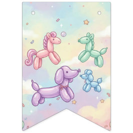 Bandeirinha Menina de Aniversário de Animal de Balão Pastel Fo