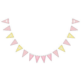 Bandeirinha Menina rosa e amarela Daisy Themed Chá de fraldas