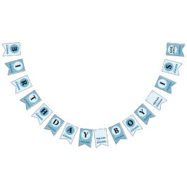 Bandeirinha Menino Primeiro Aniversário Trens Azuis