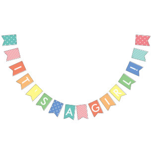 Bandeirinha Mensagem personalizada Pastel Rainbow É uma faixa