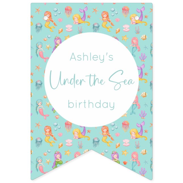 Bandeirinha Mermaid Birthday (Primeira Bandeira)