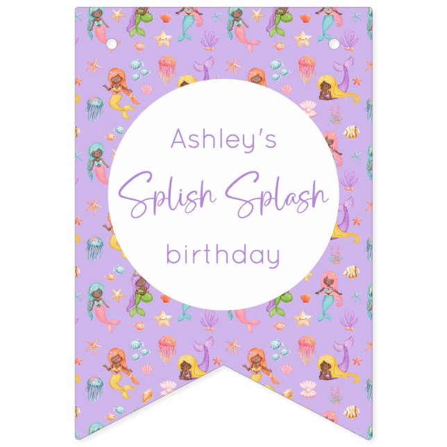 Bandeirinha Mermaid Birthday (Primeira Bandeira)