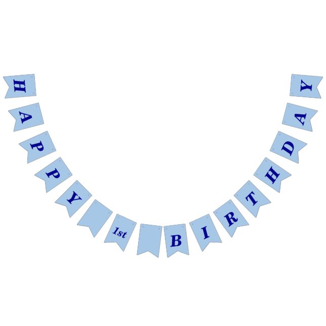 Bandeirinha Minimalist Light Blue Kids Birthday Bunting Banner (Todos)