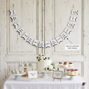 Bandeirinha Minimalista Monograma Personalizado de Casamento e