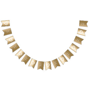 Bandeirinha Minimalista natural orgânico casamento Gold EDITÁV